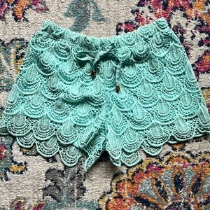 Light Blue Lace Shorts